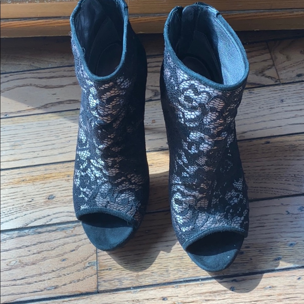 Lace zip shoe booties